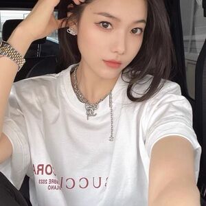 Gucci White and Red Logo Tee